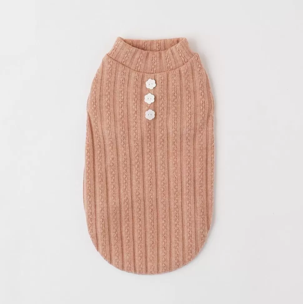 Tops*MonCheri Button Rib Knit Color Tops