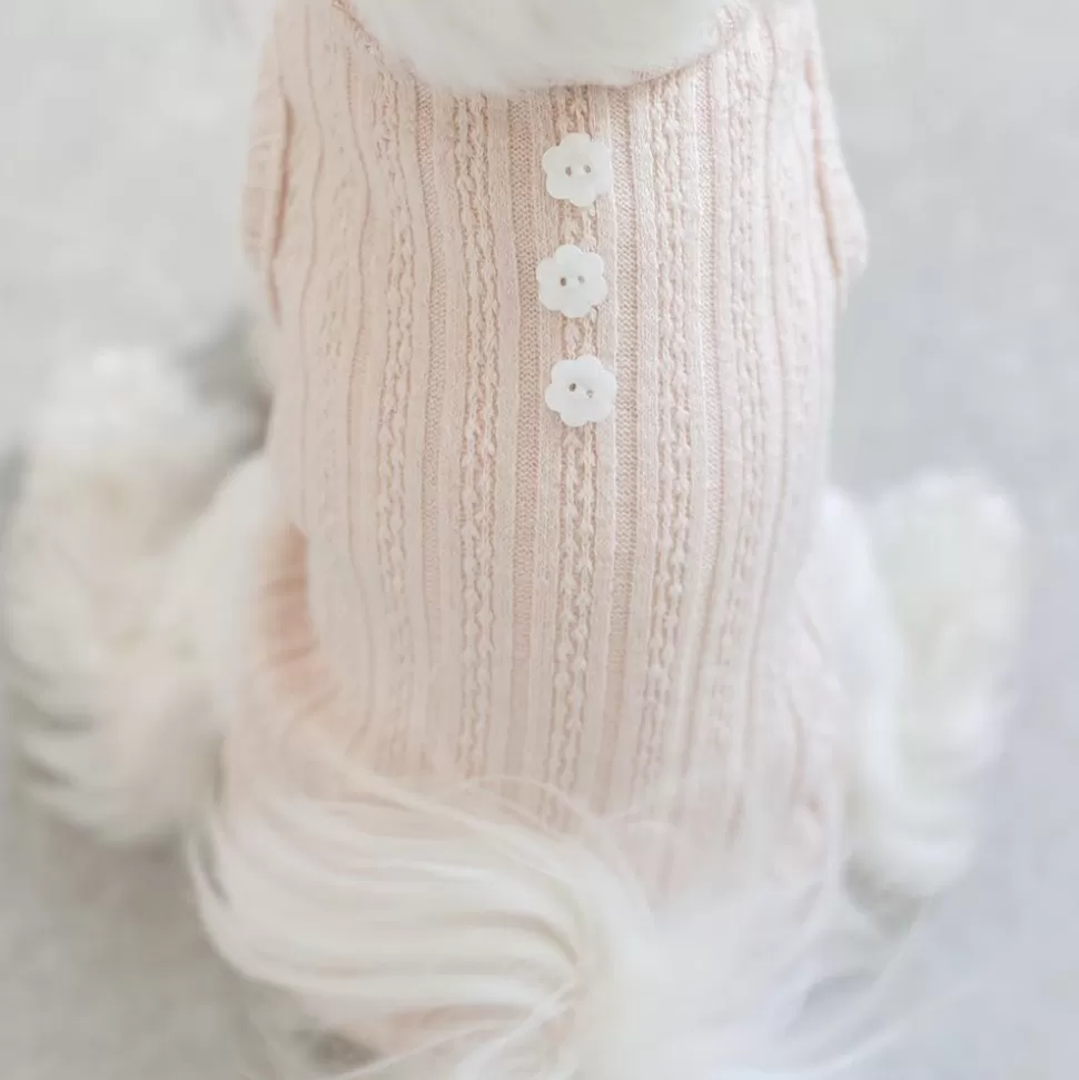 Tops*MonCheri Button Rib Knit Color Tops