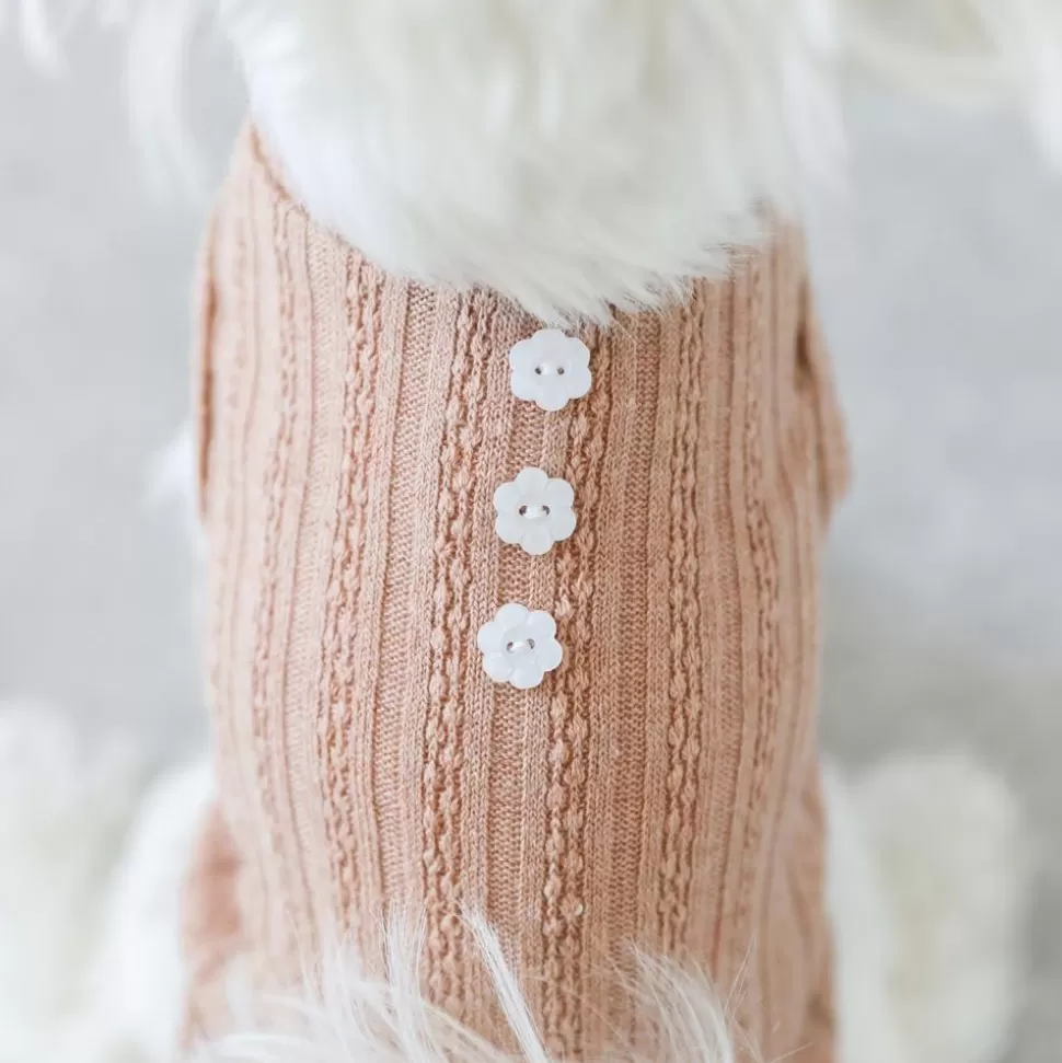 Tops*MonCheri Button Rib Knit Color Tops