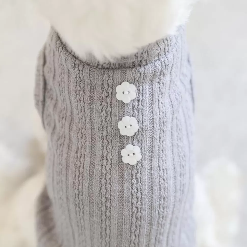 Tops*MonCheri Button Rib Knit Color Tops