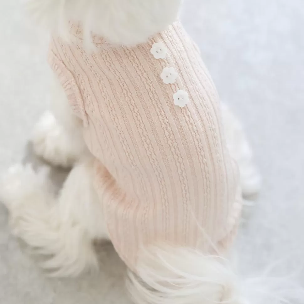 Tops*MonCheri Button Rib Knit Color Tops
