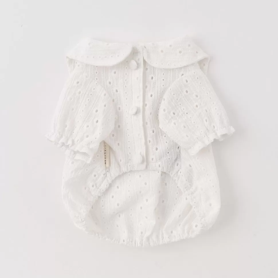 Tops*MonCheri Cold Sailor Color Puff Sleeves Tops