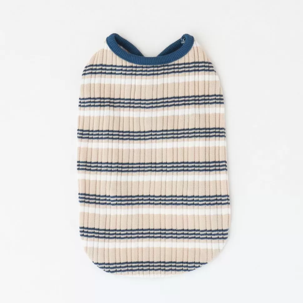 Tops*MonCheri Color Scheme Piping Multi-Border Tank Top Navy