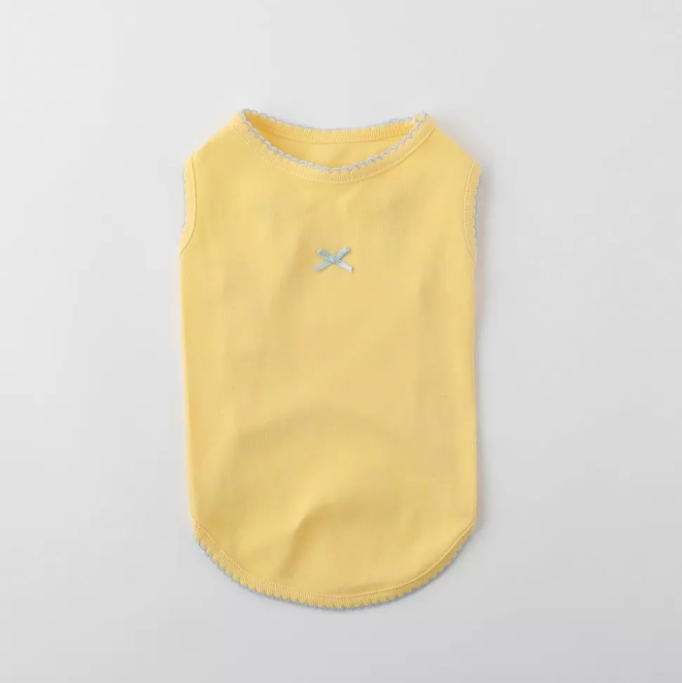 Tops*MonCheri Color Scheme Race Ribbon Tops Yellow